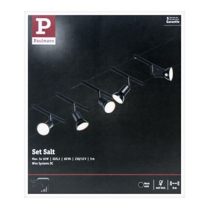 Paulmann 94446 - JUEGO 5xGU5,3/10W Foco para sistema de cadenas SALT 230V negro