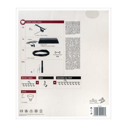 Paulmann 94446 - JUEGO 5xGU5,3/10W Foco para sistema de cadenas SALT 230V negro