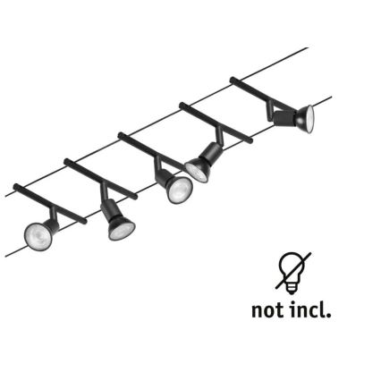 Paulmann 94446 - JUEGO 5xGU5,3/10W Foco para sistema de cadenas SALT 230V negro