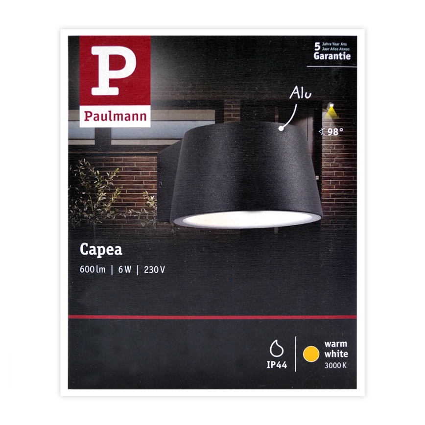 Paulmann 94452 - Aplique de exterior LED/6W IP44 CAPEA 230V