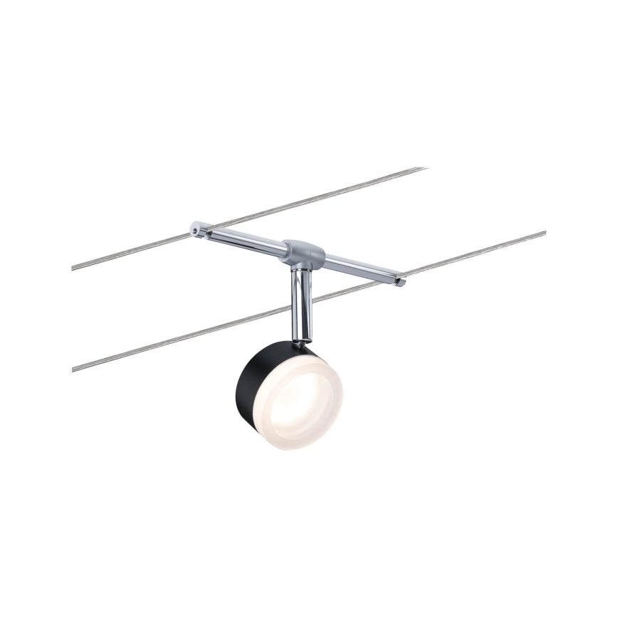 Paulmann 94457 - Juego de 5 focos LED de 4 W para sistema de cable CLEAR, 230 V, negro/cromo brillante