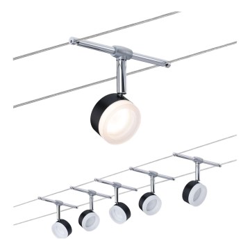 Paulmann 94457 - Juego de 5 focos LED de 4 W para sistema de cable CLEAR, 230 V, negro/cromo brillante