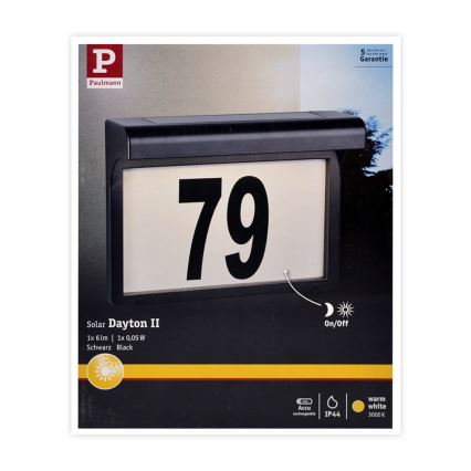 Paulmann 95388 - LED/0,05W IP44 Número de casa solar con sensor DAYTON 4,8V