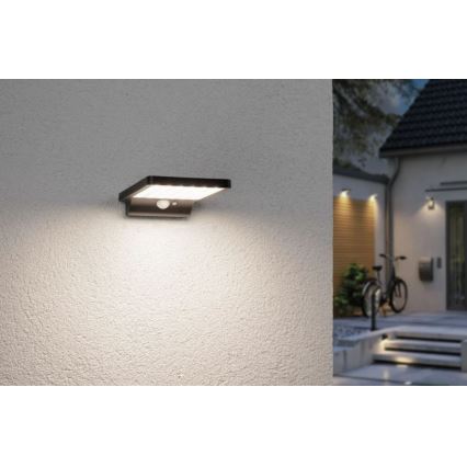 Paulmann 95393 - LED/4W IP44 Aplique solar regulable con sensor SOLVEIG 3,7V 2000 mAh