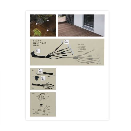 Paulmann 98891 - SET 5X LED/0,16W IP67 Lámpara empotrable de exterior MICRO 230V