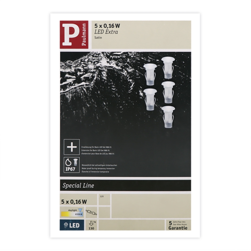 Paulmann 98892 - Set de expansión 5X LED/0,16W IP67 Lámpara empotrable de exterior MICRO 12VPaulmann 98892 - Set de expansión 5X LED/0,16W IP67 Lámpara empotrable de exterior MICRO 12V