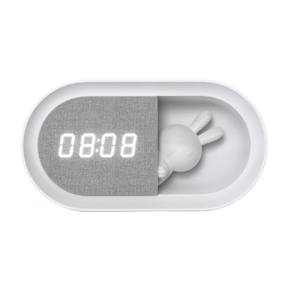 Pequeña lámpara de noche LED regulable con despertador BUNNY LED/1,2W/5V 3000K