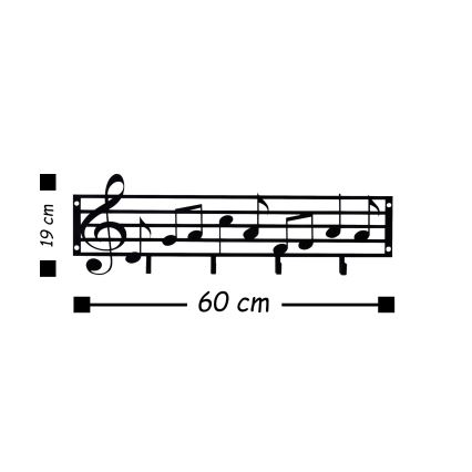 Percha de pared 60x19 cm Notas metal