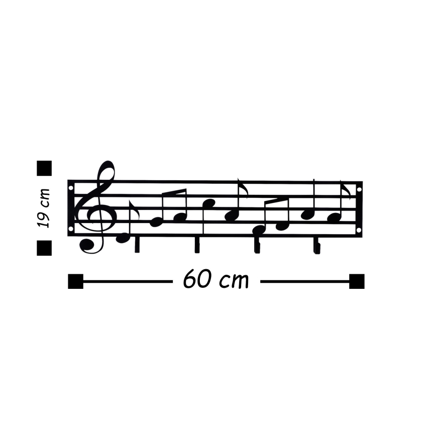 Percha de pared 60x19 cm Notas metal