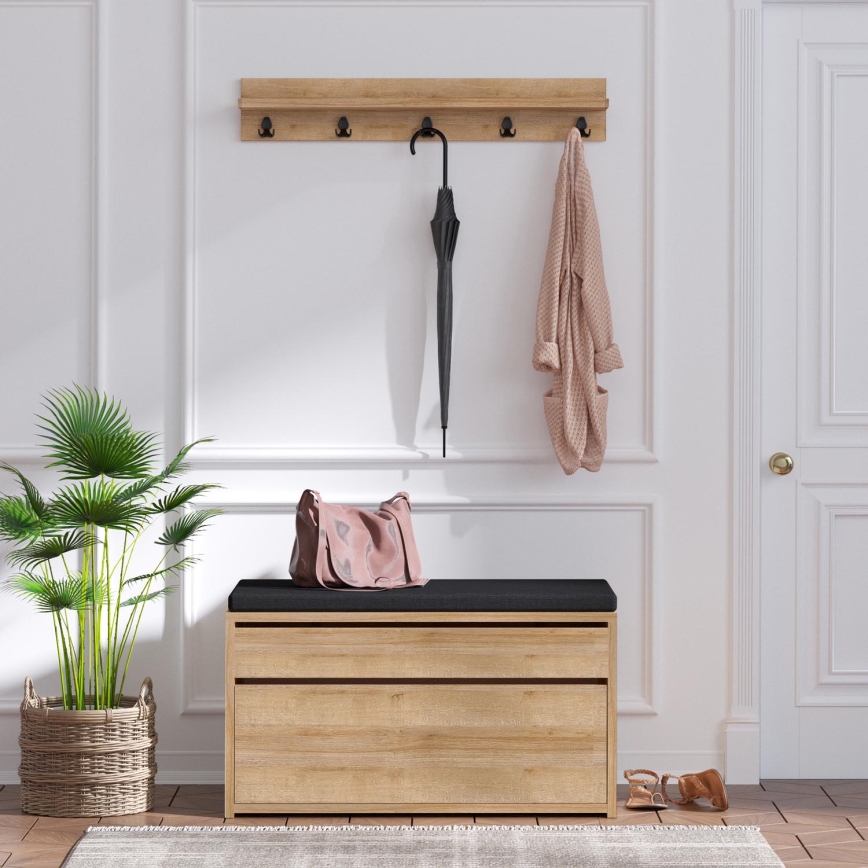 Percha de pared BOBY 15x80 cm + zapatero 42x80 cm marrón/negro