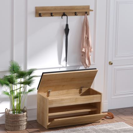 Percha de pared BOBY 15x80 cm + zapatero 42x80 cm marrón/negro