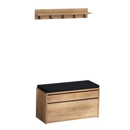 Percha de pared BOBY 15x80 cm + zapatero 42x80 cm marrón/negro