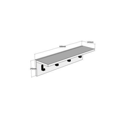 Percha de pared con estante AYLA 14,5x60 cm marrón