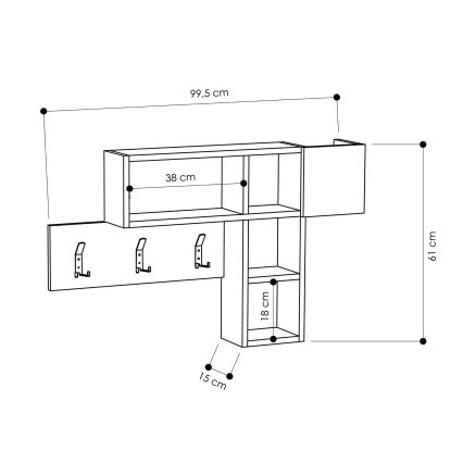 Percha de pared GAME 61x99,5 cm blanco