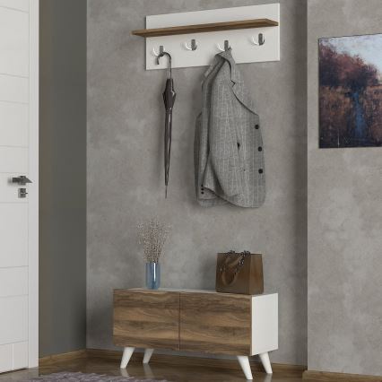 Percha de pared LORES 29,5x80 cm + zapatero 41,5x80 cm marrón/blanco