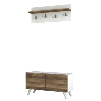 Percha de pared LORES 29,5x80 cm + zapatero 41,5x80 cm marrón/blanco
