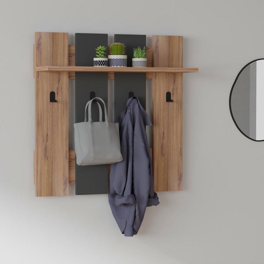 Percha de pared MITA 70x70 cm antracita/marrón
