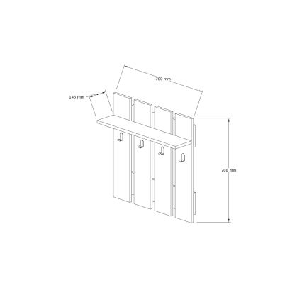 Percha de pared MITA 70x70 cm antracita/marrón