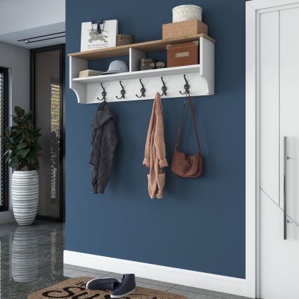Percha de pared RANI 120x37,2 cm blanco/beige