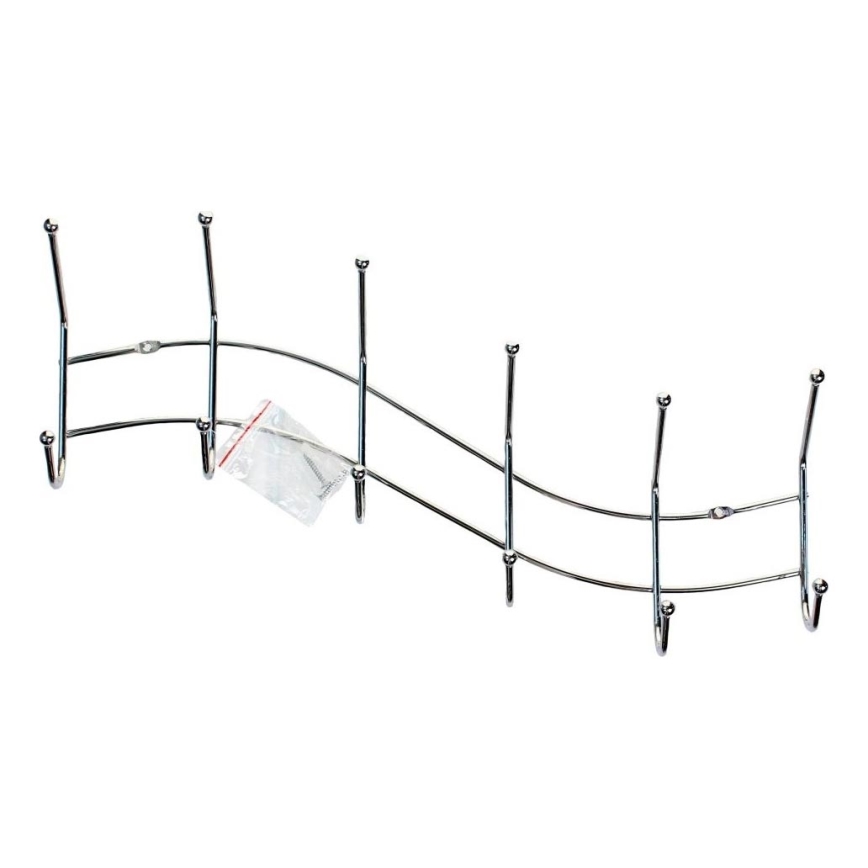 Perchero de pared 13,5 x 44,5 cm, cromado brillante, diseño ondulado