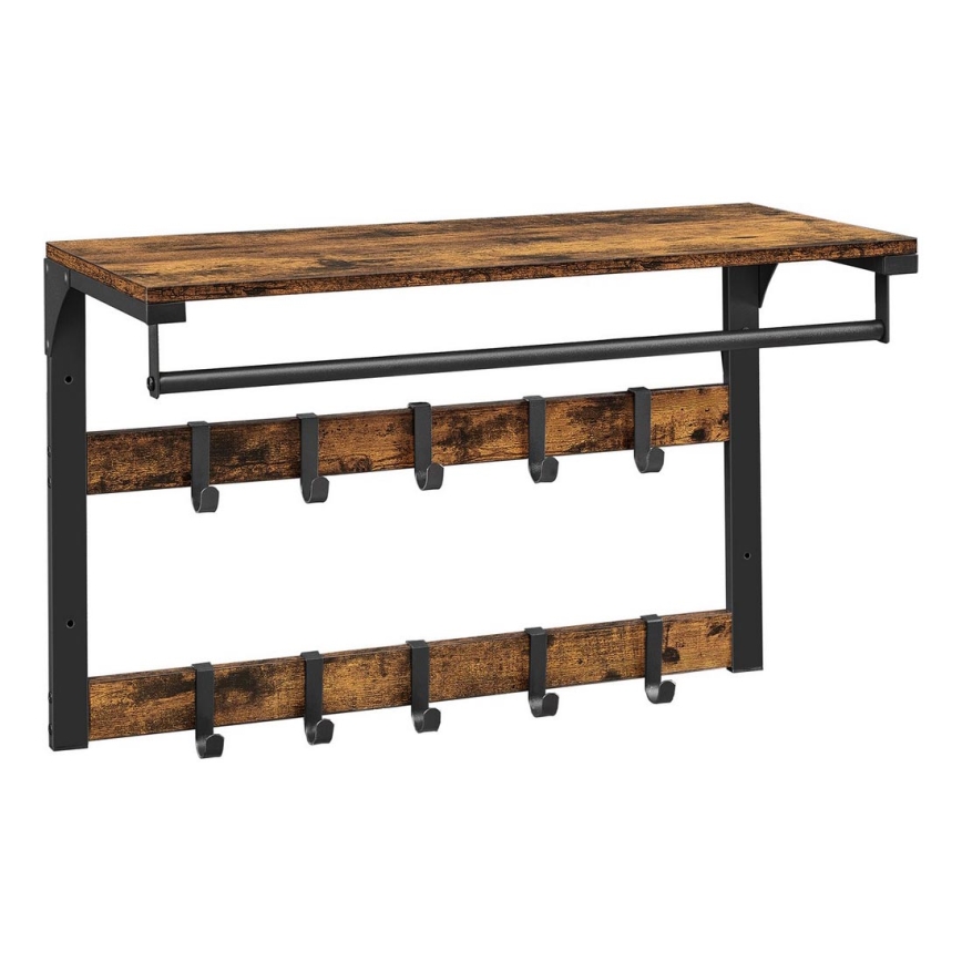 Perchero de pared con estante NATE marrón/negro