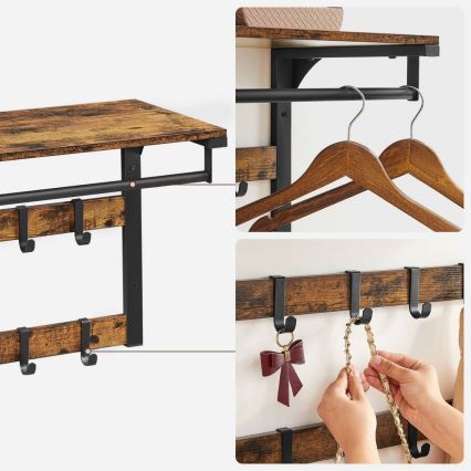 Perchero de pared con estante NATE marrón/negro