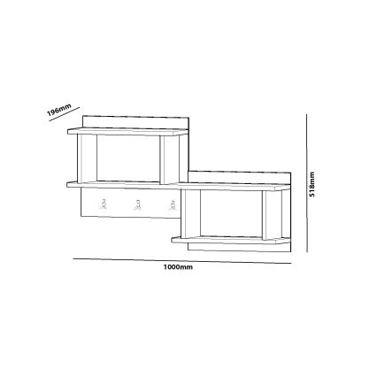 Perchero de pared con estante NIZZA 51,8x100 cm blanco