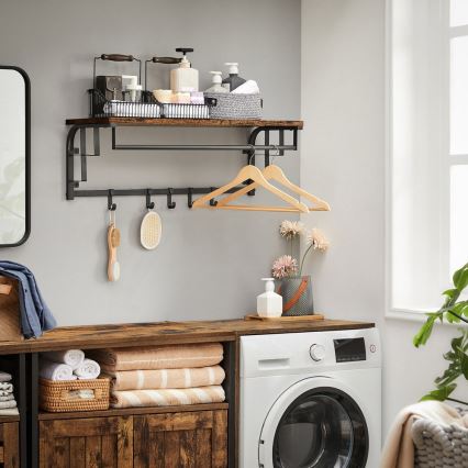 Perchero de pared con repisa NATE marrón/negro