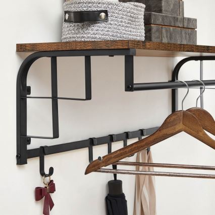 Perchero de pared con repisa NATE marrón/negro