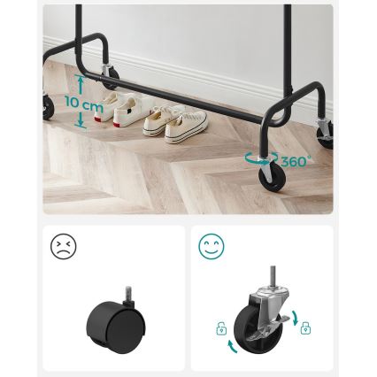 Perchero de pie móvil LINEA, negro