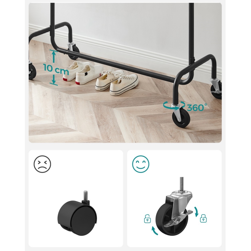 Perchero de pie móvil LINEA, negro