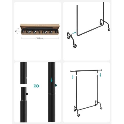 Perchero de pie móvil LINEA, negro