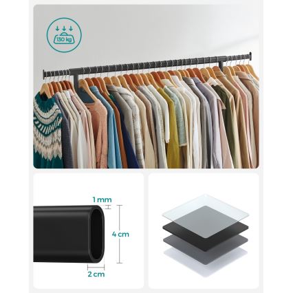 Perchero de pie móvil LINEA, negro