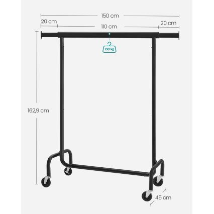 Perchero de pie móvil LINEA, negro