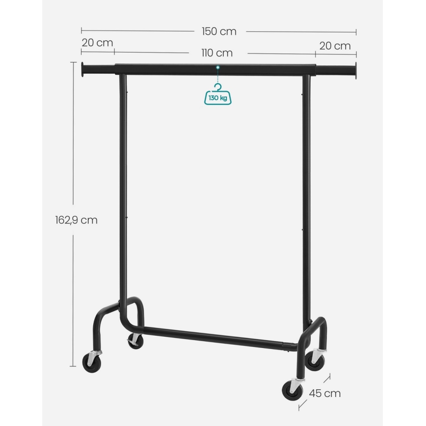 Perchero de pie móvil LINEA, negro