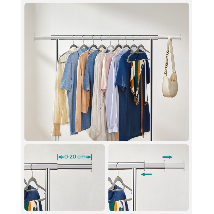 Perchero de pie móvil LINEA plateado