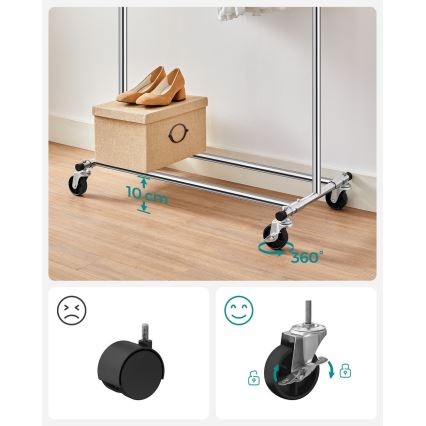 Perchero de pie móvil LINEA plateado