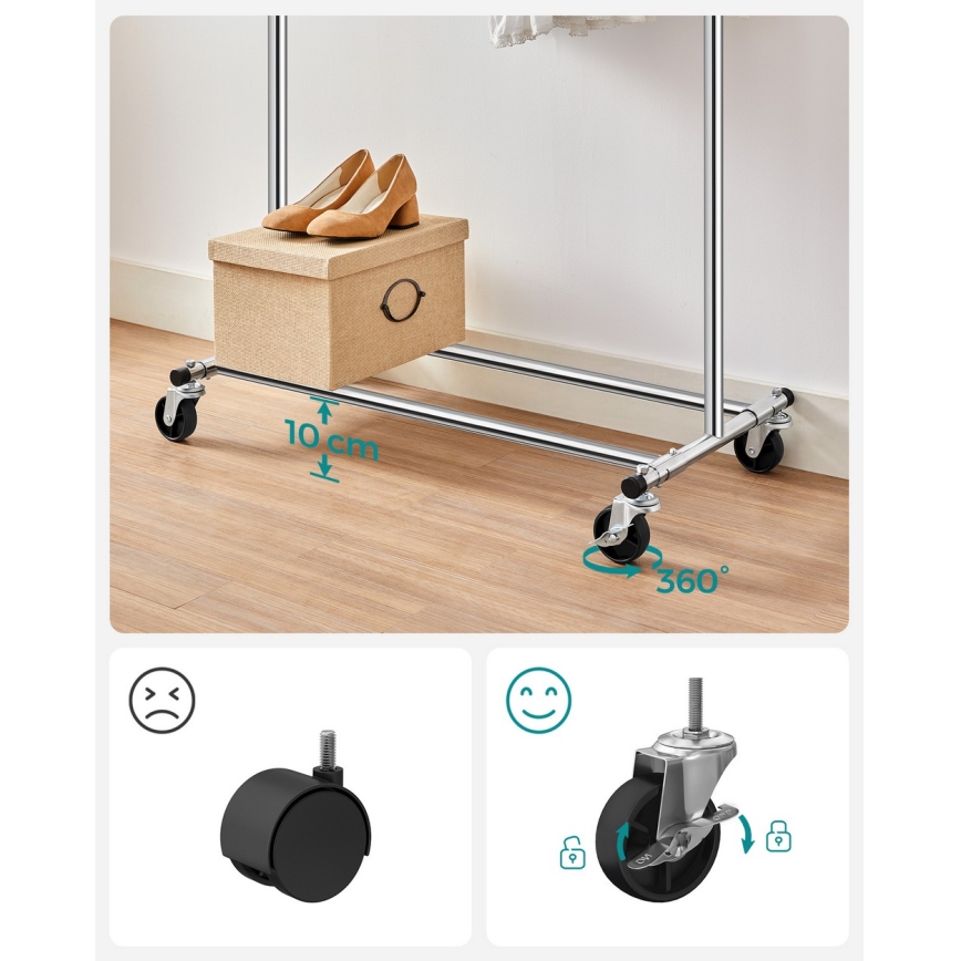 Perchero de pie móvil LINEA plateado