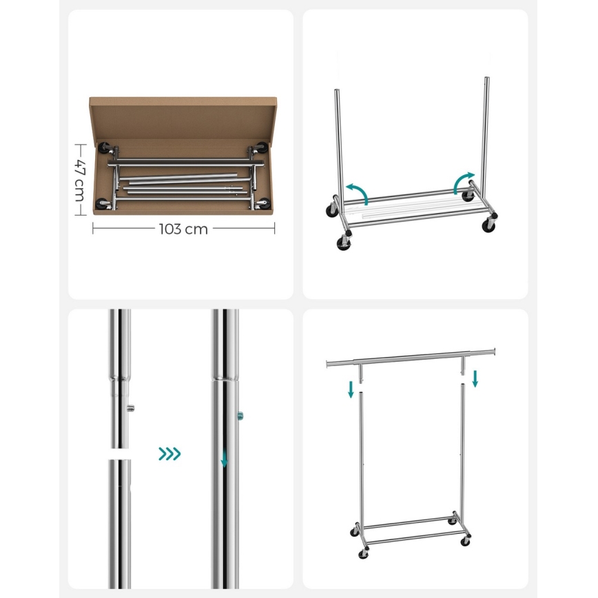 Perchero de pie móvil LINEA plateado