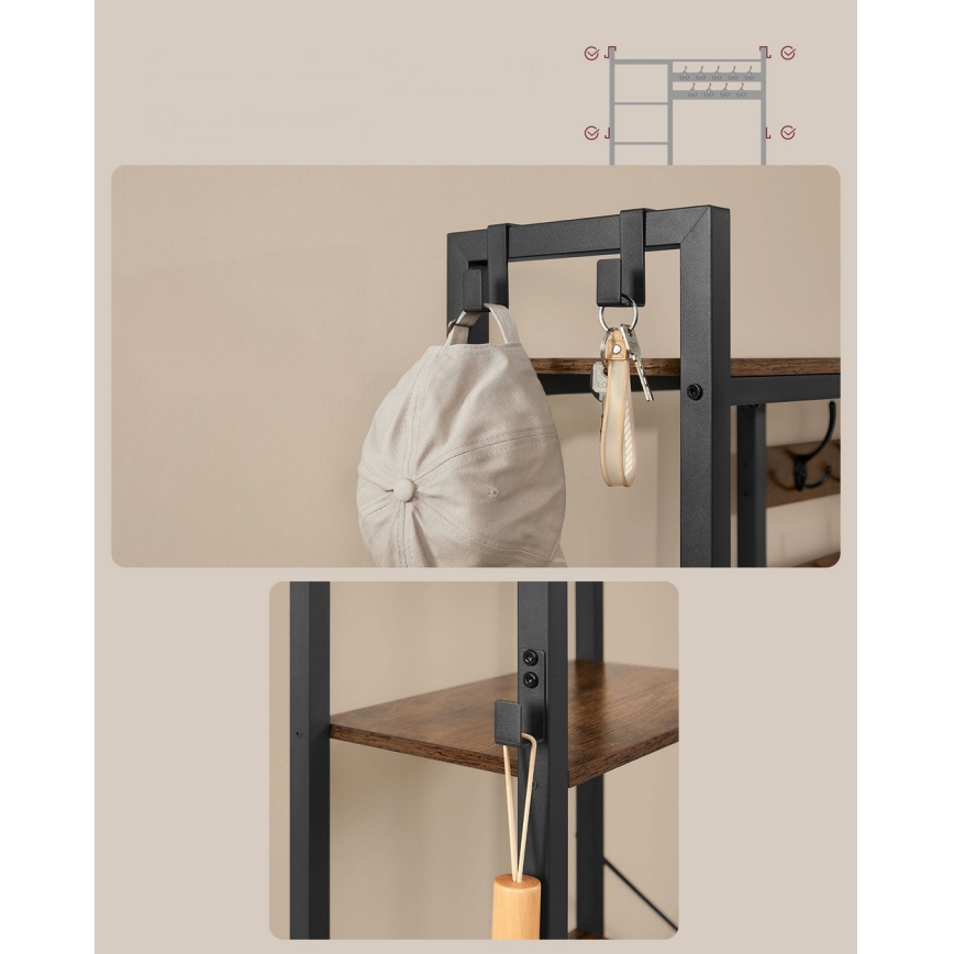 Perchero de pie NAVOR marrón/negro