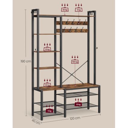 Perchero de pie NAVOR marrón/negro