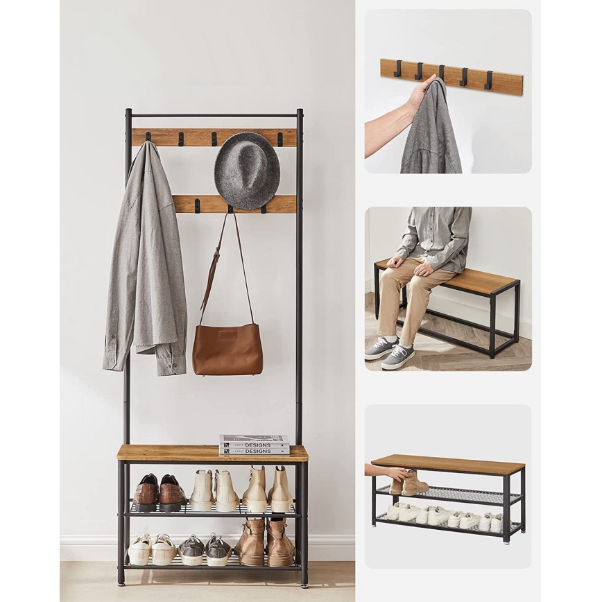 Perchero de pie NAVOR marrón/negro