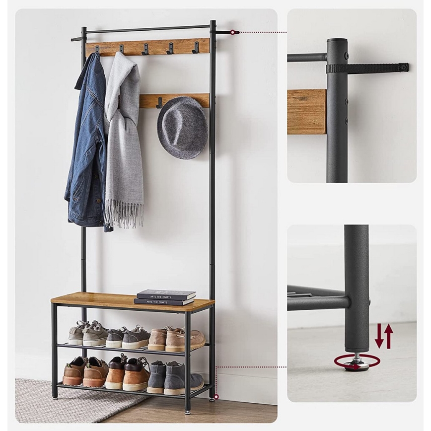 Perchero de pie NAVOR marrón/negro