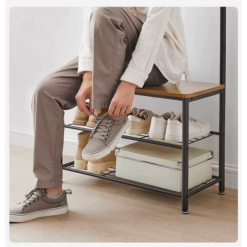 Perchero de pie NAVOR marrón/negro