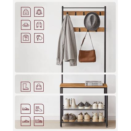 Perchero de pie NAVOR marrón/negro