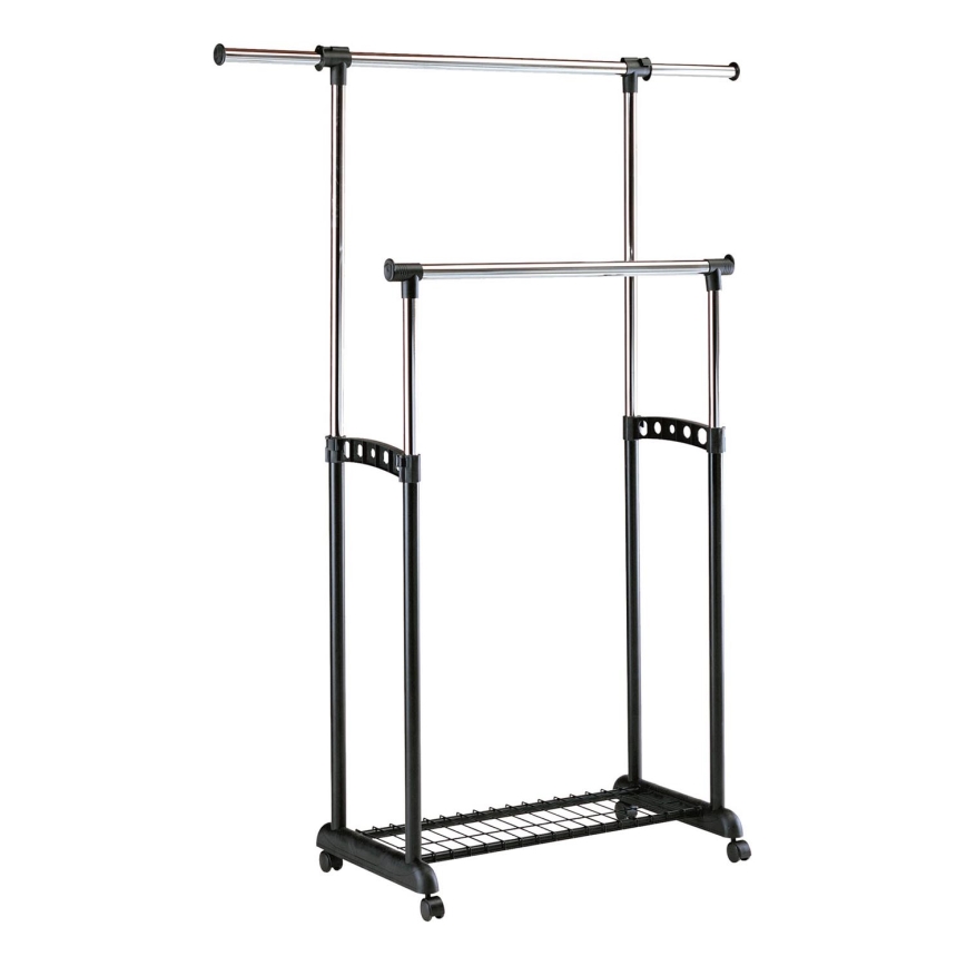 Perchero metálico móvil 170x142 cm negro/cromo brillante