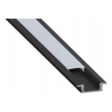 Perfil empotrable para tiras LED, 1 m, negro/blanco
