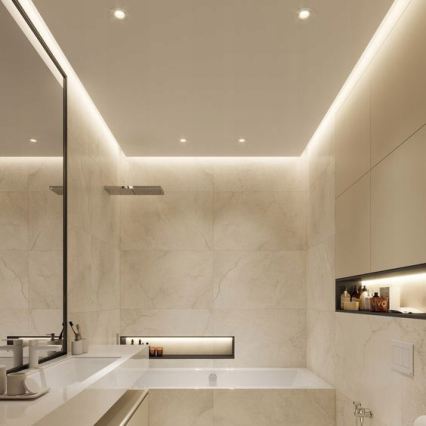 Perfil empotrable para tiras LED, 1 m, negro/blanco