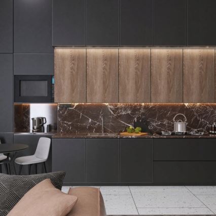 Perfil empotrable para tiras LED, 1 m, negro/blanco