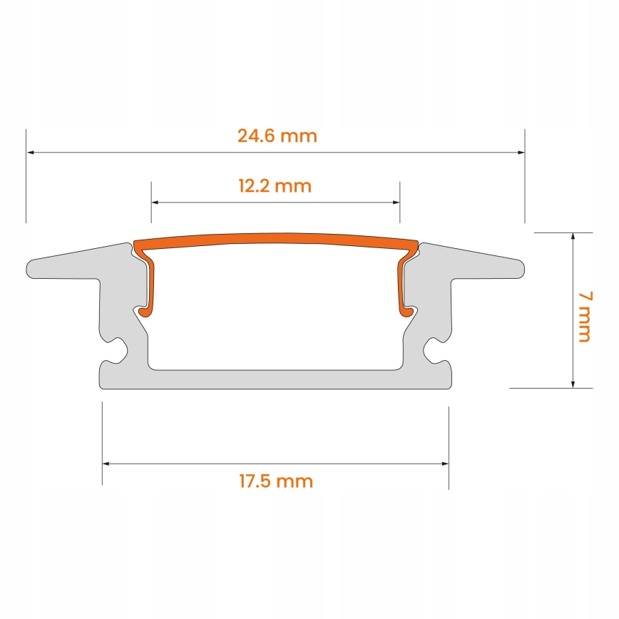 Perfil empotrable para tiras LED, 1 m, negro/blanco